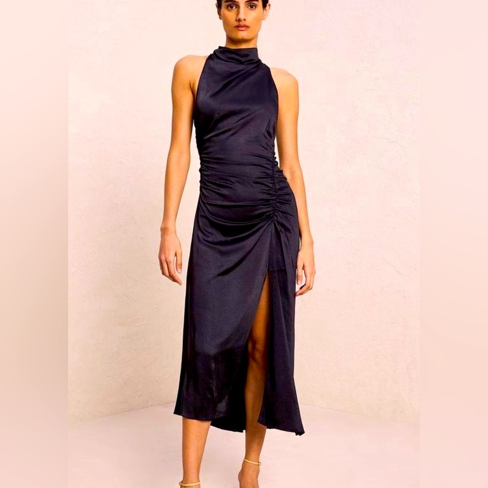 A.L.C. Inez asymmetric ruched satin midi dress
New without tags! Size 2
